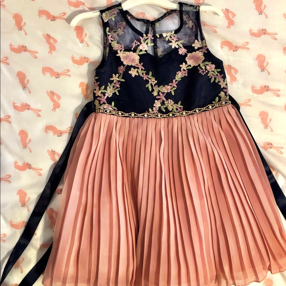 Rare Edition Navy & Pink Floral Dress
